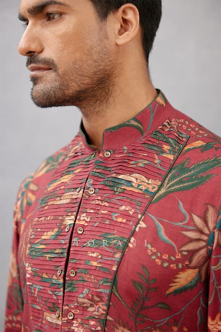Shop Torani Red Cotton Silk Chintz Sanobar Ashfaq Printed Kurta Set Online at Aza Fashions Shop_Torani_Red Cotton Silk Chintz Sanobar Ashfaq Printed Kurta Set _Online_at_Aza_Fashions