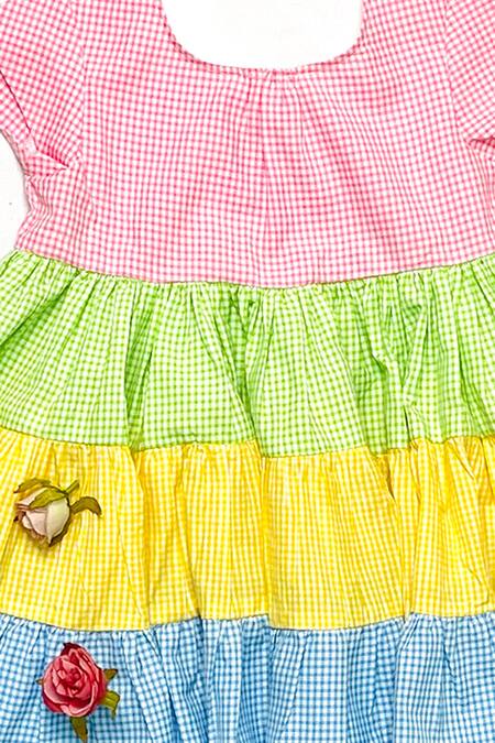 Bagichi_Multi Color Cotton, Muslin Printed Dress _Online_at_Aza_Fashions