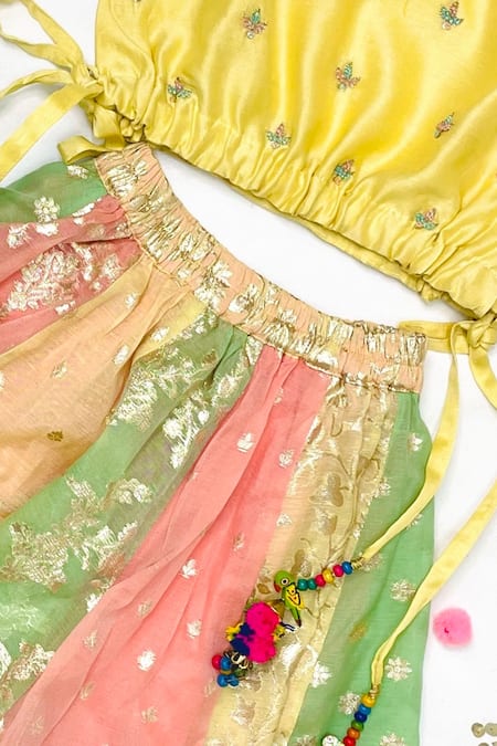Bagichi Chanderi Silk Blouse & Lehenga Set 