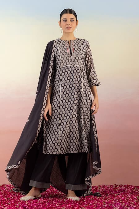 Basanti - Kapde Aur Koffee Chanderi Silk Printed Kurta Palazzo Set 