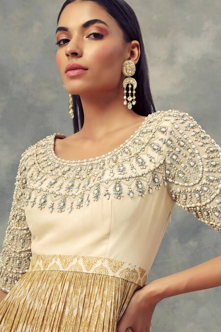 Buy_Bhumika Sharma_Yellow Georgette Round Peplum Kurta Sharara Set_Online_at_Aza_Fashions