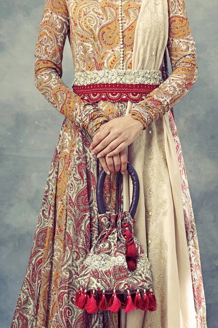 Bhumika Sharma_Multi Color Georgette Round Printed Anarkali With Dupatta And Belt_Online_at_Aza_Fashions