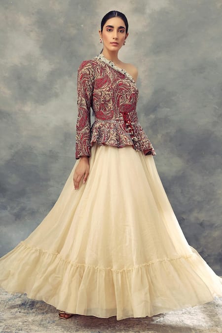 Buy Trendy Lace Stitching Duo-Toned Midi Peplum Dress - White |  DressFair.com