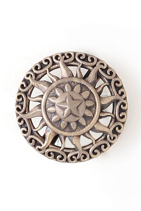 Shop_Cosa Nostraa_Gold Plated The Sun Buttons Set Of 7_Online_at_Aza_Fashions
