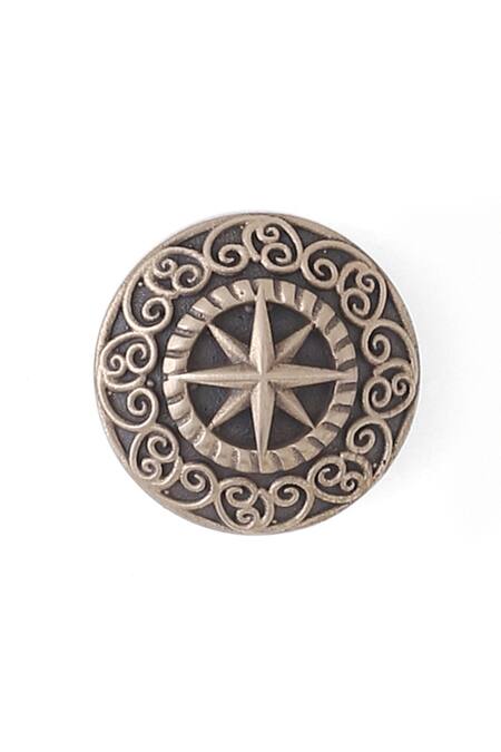 Shop_Cosa Nostraa_Gold Plated The Sun-star Buttons Set Of 5_Online_at_Aza_Fashions