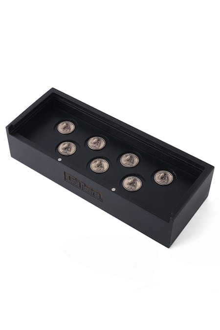 Cosa Nostraa_Gold Plated The Horse Coin Buttons Set Of 7_Online_at_Aza_Fashions