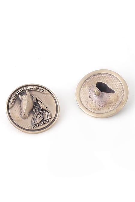 Buy_Cosa Nostraa_Gold Plated The Horse Coin Buttons Set Of 7_Online_at_Aza_Fashions