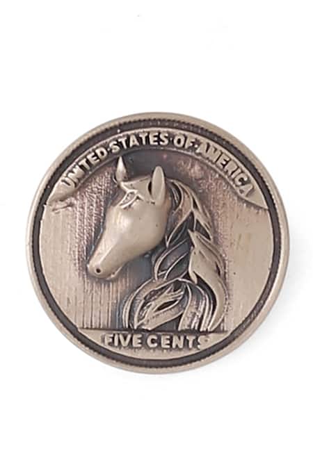 Shop_Cosa Nostraa_Gold Plated The Horse Coin Buttons Set Of 7_Online_at_Aza_Fashions