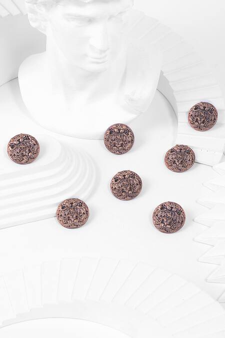 Buy_Cosa Nostraa_Gold Plated Military Merit Buttons Set Of 7_Online_at_Aza_Fashions