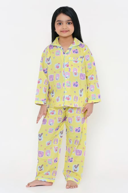 Girl's Cotton Printed Night Suit Night Dress