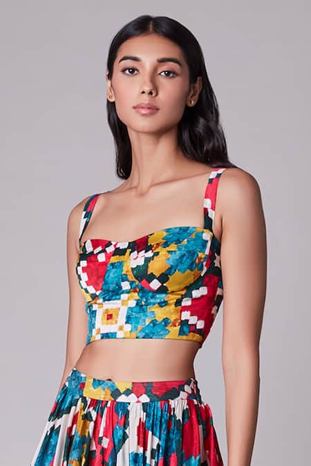 Saaksha & Kinni Ikat Print Crop Top 
