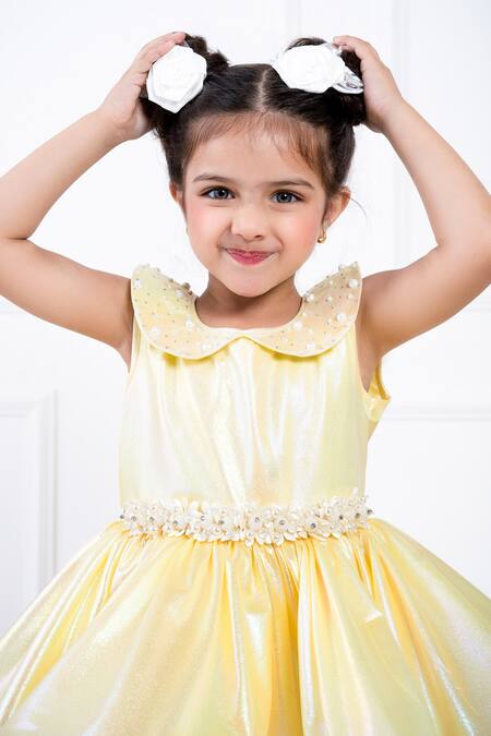 Buy Hoity Moppet Yellow Organza Pearls Ruffle Fit And Flare Dress Online at Aza Fashions Buy_Hoity Moppet_Yellow Organza Pearls Ruffle Fit And Flare Dress _Online_at_Aza_Fashions