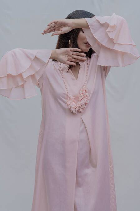 Buy_Bohame_Pink Tencel Pleated Dress _Online_at_Aza_Fashions