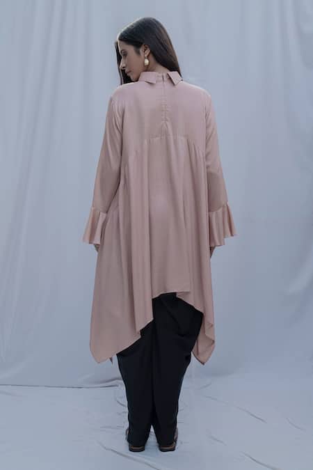 Bohame Asymmetric Bell Sleeve Shirt 