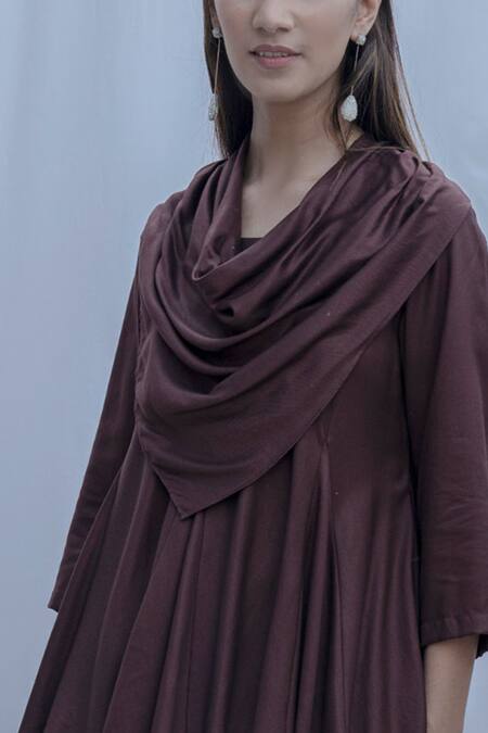 Shop_Bohame_Brown Tencel Dream Cowl Top _Online_at_Aza_Fashions