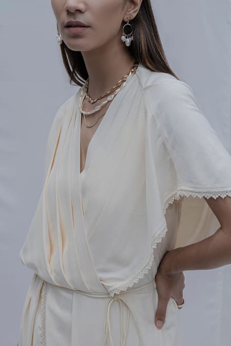 Shop Bohame White Handloom Cotton Rika Jumpsuit Online at Aza Fashions Shop_Bohame_White Handloom Cotton Rika Jumpsuit _Online_at_Aza_Fashions