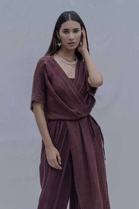 Buy Bohame Brown Handloom Cotton Rika Jumpsuit Online at Aza Fashions Buy_Bohame_Brown Handloom Cotton Rika Jumpsuit _Online_at_Aza_Fashions
