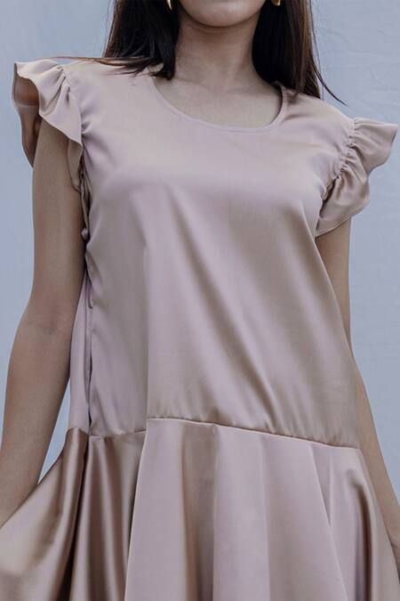 Shop_Bohame_Gold Satin Silk Carla Dress _Online_at_Aza_Fashions
