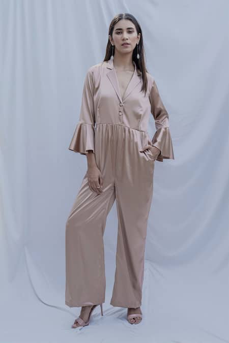 Women's Long Sleeve Satin Jumpsuit Playsuit Wide Leg Pant Overall Clothes |  eBay