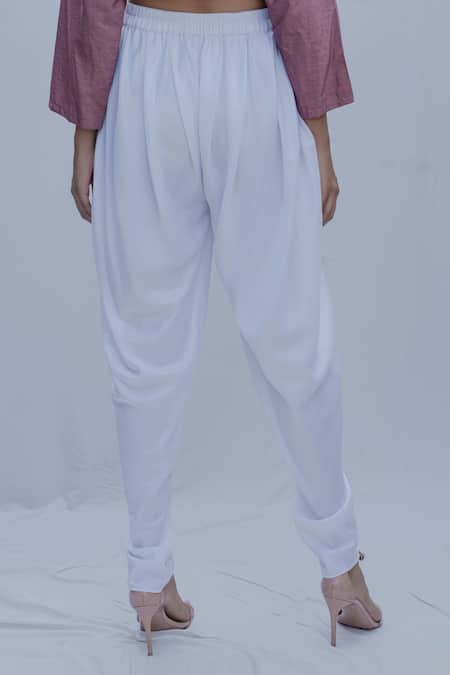 Buy_Bohame_White Tencel Dhoti Pant _Online_at_Aza_Fashions