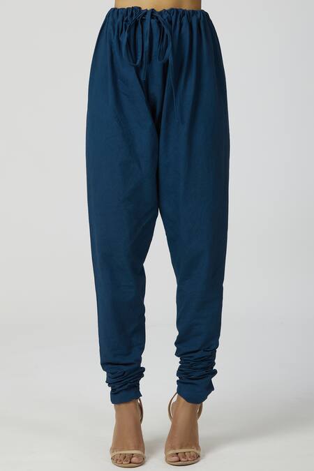 Shop_Bohame_Blue Chanderi Silk Scoop Neck Anarkali Set_Online_at_Aza_Fashions