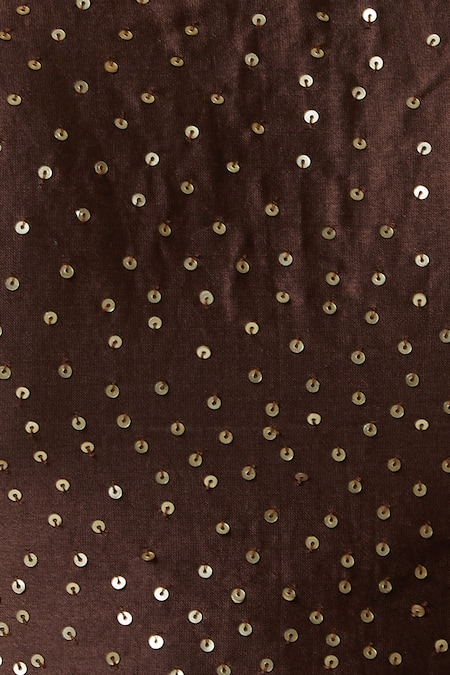 Bohame_Brown Chanderi Silk Scoop Neck Lehenga Set _at_Aza_Fashions