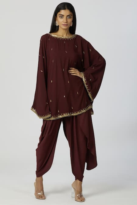 Bohame Embellished Kaftan Dhoti Pant Set 