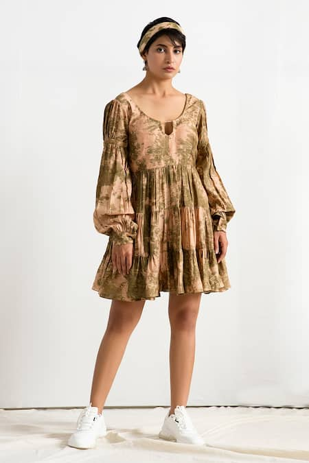 Bohame Dove Tie Dye Tiered Dress 