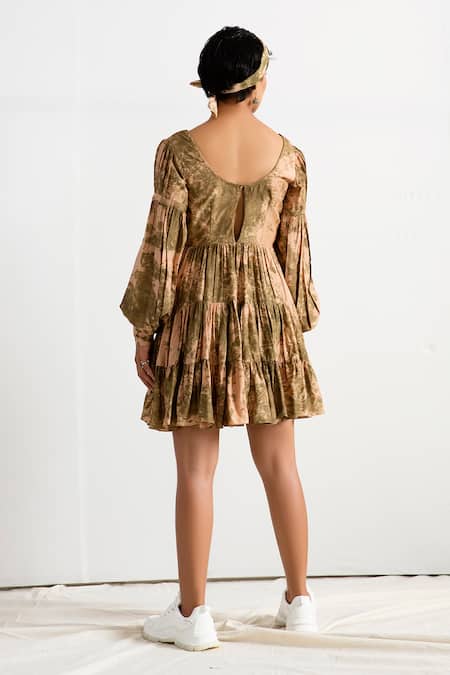 Bohame Dove Tie Dye Tiered Dress 