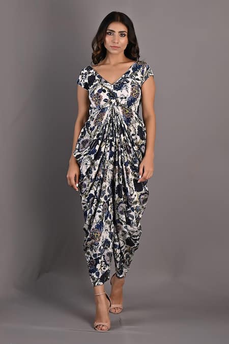 Bohame Azalea Floral Print Draped Jumpsuit 