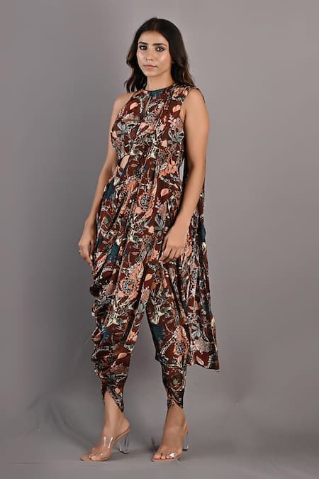 Bohame Evanthe Floral Print Draped Jumpsuit 