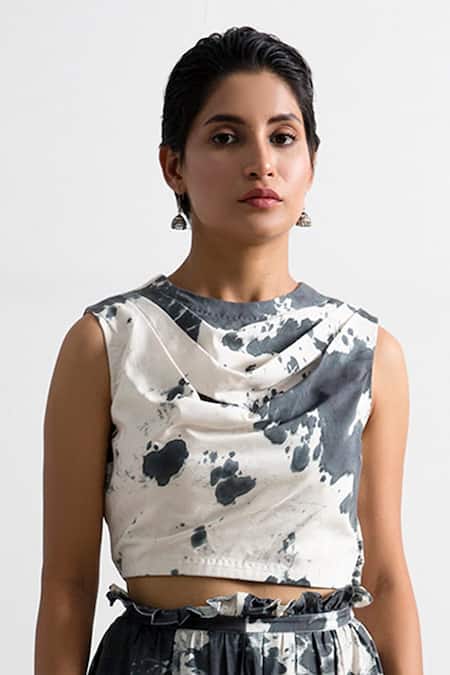 Bohame Black Muslin Silk Cowl Helen Tie Dye Co-ord Pant Set Online at Aza Fashions Bohame_Black Muslin Silk Cowl Helen Tie Dye Co-ord Pant Set _Online_at_Aza_Fashions