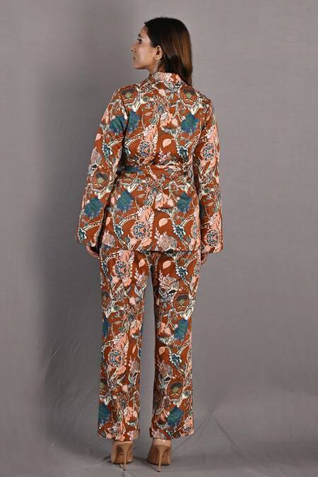 Bohame Liana Floral Print Jacket & Pant Set 