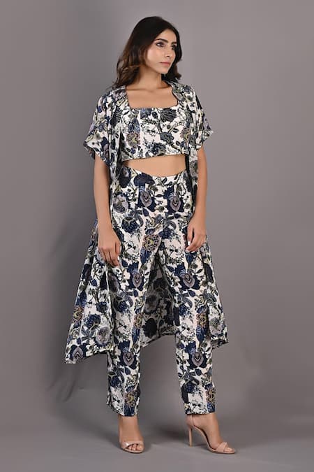 Bohame Alyssa Floral Print Cape & Pant Set 