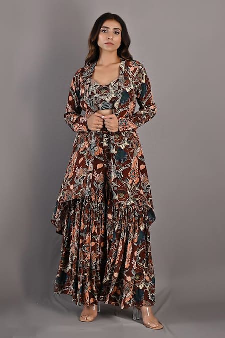 Bohame Rayen Printed Cape Sharara Set 