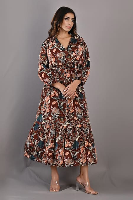 Bohame Amaryllis Printed Tiered Wrap Dress 