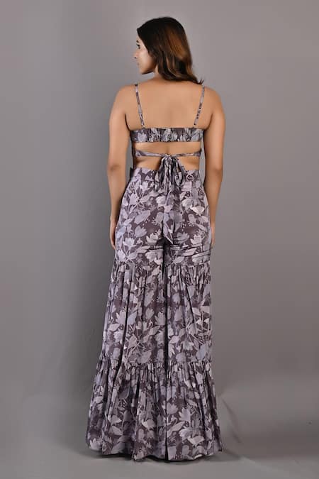 Bohame Voila Printed Cape Sharara Set 