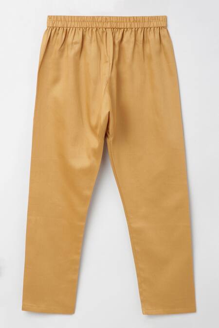 Byb Premium_Green Velvet, Cotton Satin Embroidery Mandarin Collar Kurta Set_Online_at_Aza_Fashions