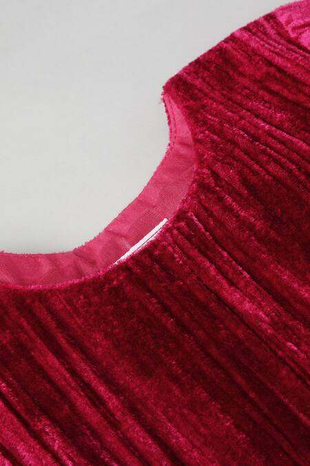 Byb Premium Pink Velvet Pleated A-line Dress Online at Aza Fashions Byb Premium_Pink Velvet Pleated A-line Dress _Online_at_Aza_Fashions