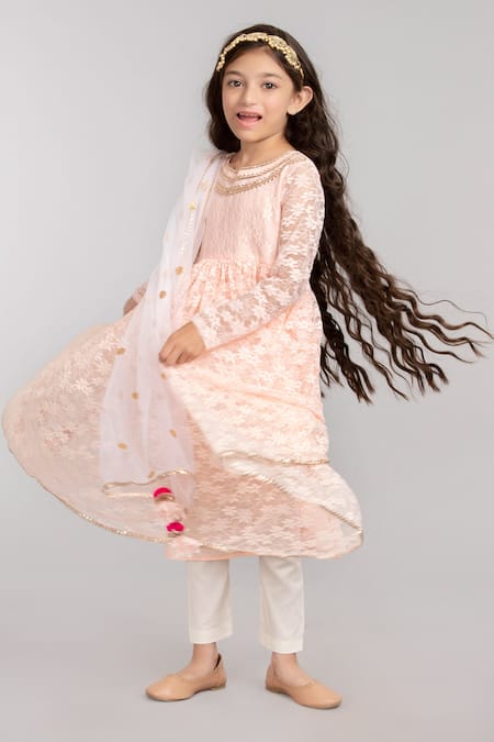 Buy Byb Premium Peach Viscose, Nylon, Polyester Embroidery, Lace, Tassels Floral Anarkali Set Online at Aza Fashions Buy_Byb Premium_Peach Viscose, Nylon, Polyester Embroidery, Lace, Tassels Floral Anarkali Set_Online_at_Aza_Fashions