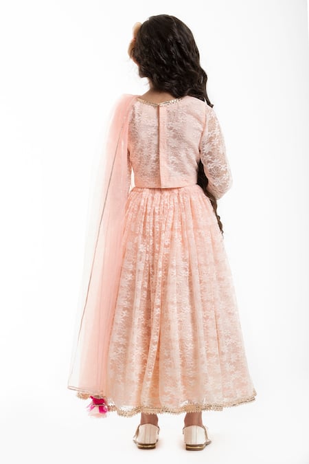 Shop Byb Premium Pink Viscose, Polyester Gota Patti Floral Lace Pattern Lehenga Set at Aza Fashions Shop_Byb Premium_Pink Viscose, Polyester Gota Patti Floral Lace Pattern Lehenga Set _at_Aza_Fashions