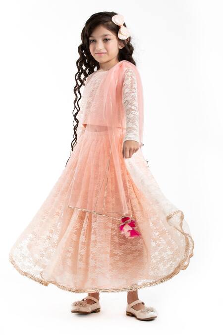 Shop Byb Premium Pink Viscose, Polyester Gota Patti Floral Lace Pattern Lehenga Set Online at Aza Fashions Shop_Byb Premium_Pink Viscose, Polyester Gota Patti Floral Lace Pattern Lehenga Set _Online_at_Aza_Fashions