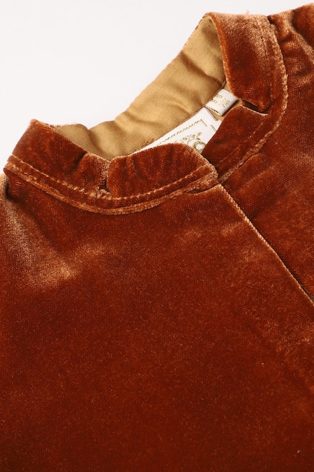 Byb Premium Brown Velvet Sleeveless Bundi 