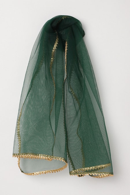 Buy_Byb Premium_Gold Jacquard, Cotton, Polyester, Tulle Halter Neck Choli Layered Lehenga Set _Online_at_Aza_Fashions