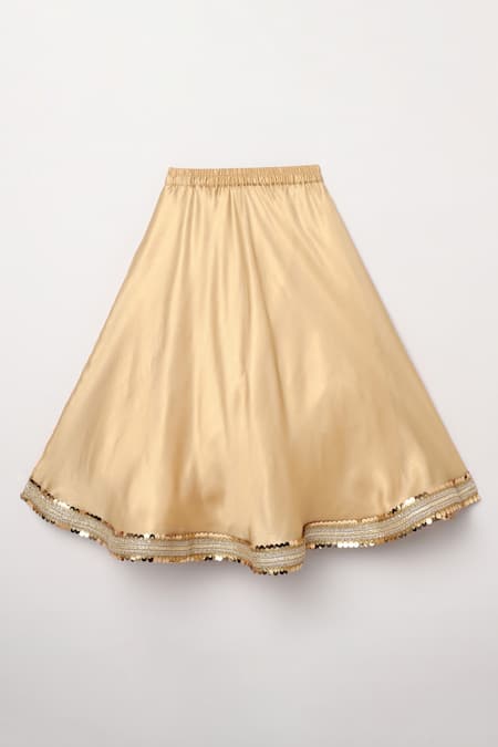 Byb Premium_Yellow Brocade, Net Sequins, Zari Halter Neck Choli Lehenga Set _Online_at_Aza_Fashions