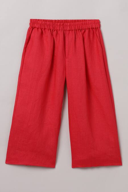 Shop Byb Premium Red Linen Top And Pant Set Online at Aza Fashions Shop_Byb Premium_Red Linen Top And Pant Set _Online_at_Aza_Fashions