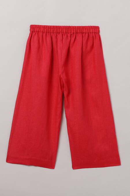 Byb Premium Red Linen Top And Pant Set at Aza Fashions Byb Premium_Red Linen Top And Pant Set _at_Aza_Fashions