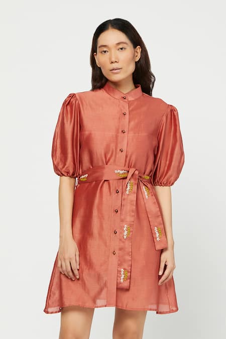 Meadow  Silk Chanderi Shirt Dress 