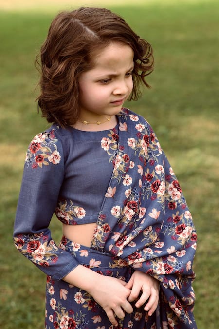 Pasha India Linen Dhoti Saree With Blouse 