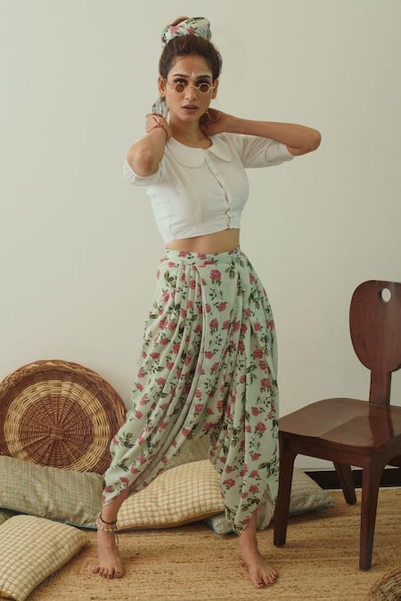 Mint Green Dhoti pant and Cape Set – Priyanka Jain
